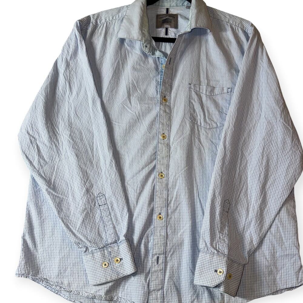 Cooper Jones LS Button Down, Light Blue/White Plaid, Men's Large